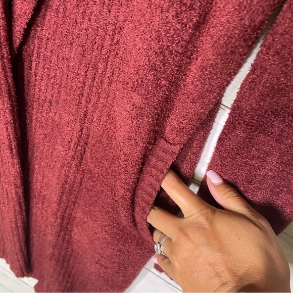Barefoot Dreams CozyChic Lite Catalina Long Cardigan XSP Burgundy Garnet Red - Picture 3 of 6